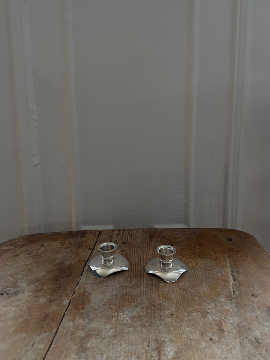 Vintage Berg Denmark Silver Candlestick Holders