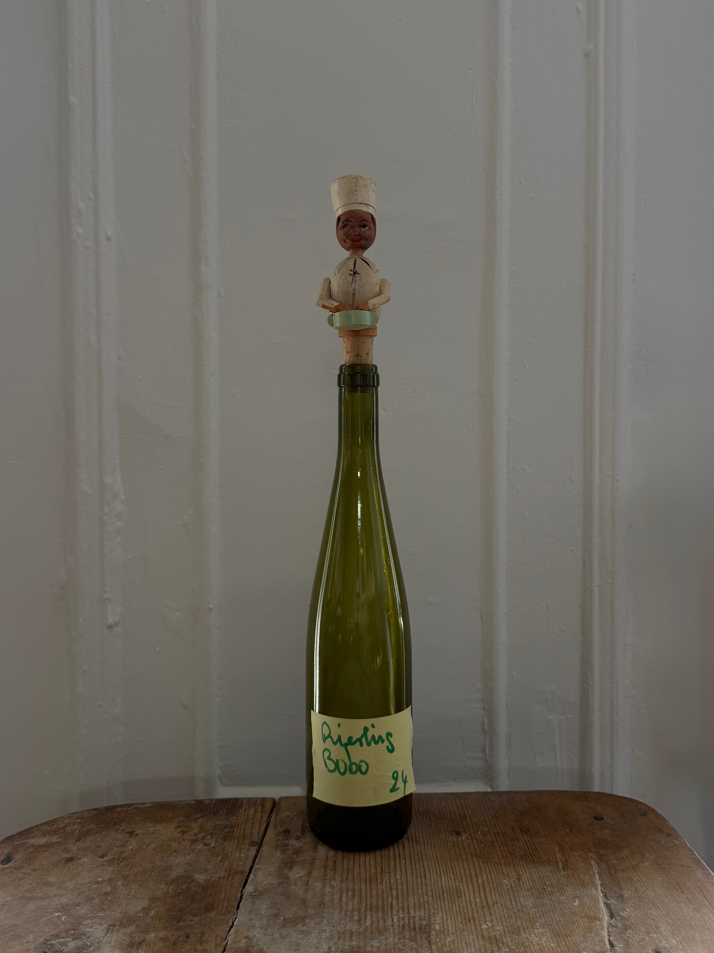 Vintage Hand Carved Chef Bottle Stopper